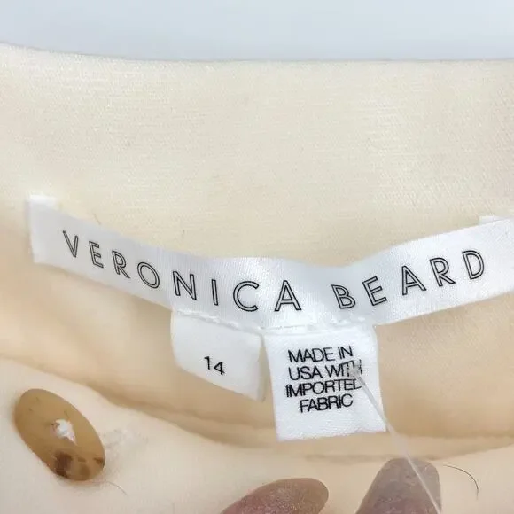 VERONICA BEARD Women's Belted Setti Pants Size 14 Cream Ecru Paperbag Waist NWT